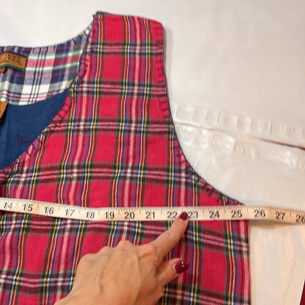 Patchwork Holiday Plaid Flannel Button Vest V Nec… - image 8